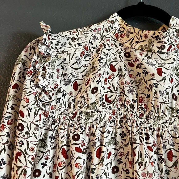 Frame silk Floral Print Smocked Top small - Picture 4 of 7